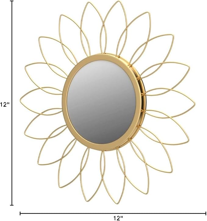 3 Pack Metal Mirrors for Wall Sunburst Wall Mirrors Home Décor Decorative Hanging Wall Art for Living Room Bedroom Entryway (Gold, Flowers) - Image 8