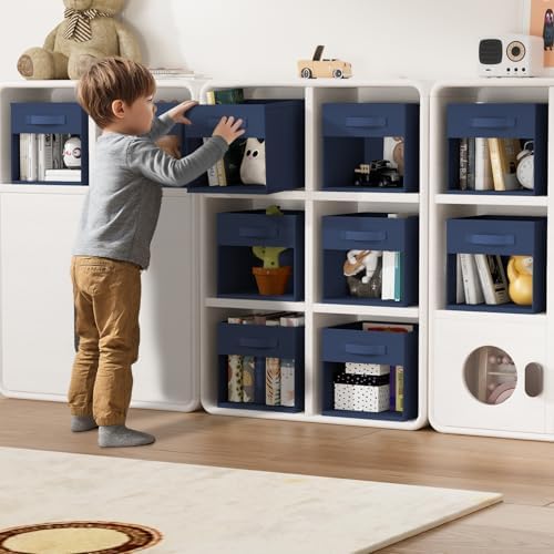 DIMJ Storage Cubes, Cube Storage Bin, 6 Pack Foldable Storage Bins with Window, Closet Storage Boxs with Handle, 11x 11 inch Storage Organizer for Clothes, Toys, Books - Image 3
