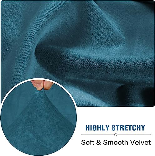 H.VERSAILTEX Velvet Stretch Couch Cushion Cover Plush Cushion Slipcover for Chair Loveseat Sofa Cushion Furniture Protector Seat Cushion Sofa Cover (3 Piece XL Sofa Cushion Covers, Deep Teal) - Image 5