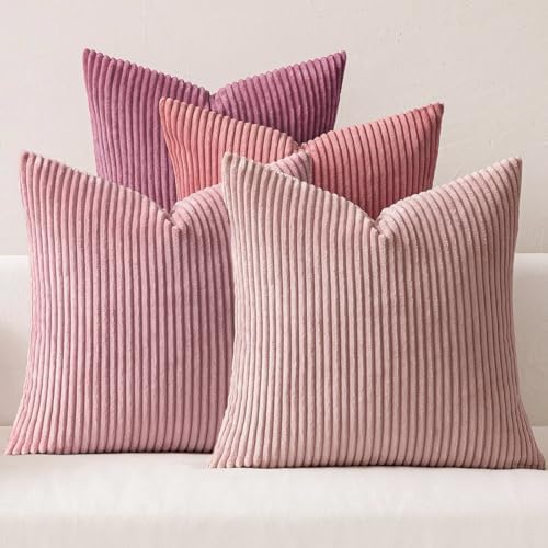 MIULEE Soft Corduroy Decorative Throw Pillow Covers Purple Pink 18x18 by MIULEE