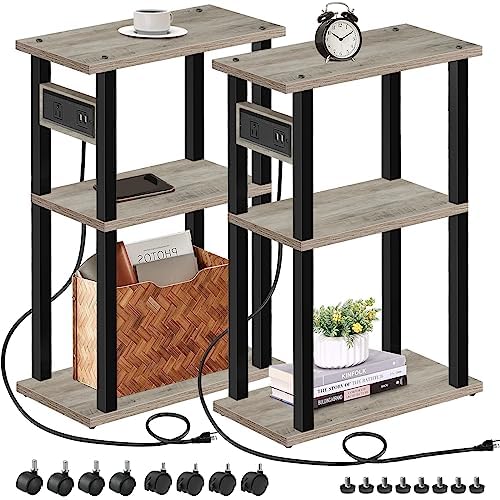 TUTOTAK Small Narrow Side Table, Set of 2 Skinny End Table by ChoosetutotakFurnitureBuildYourCozyHome