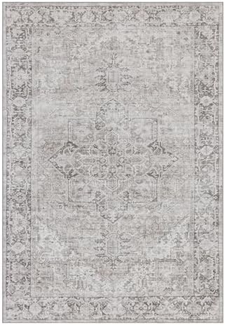 ReaLife Rugs Machine Washable Area Rug - Living Room Bedroom Bathroom Kitchen Entryway Office - Padded Crease Free Stain Resistant Premium - Boho Farmhouse Vintage- Lyle- Beige Ivory- 2'x 3' - Image 3