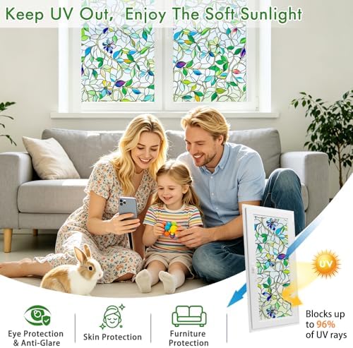 SOMWISE Frosted Window Privacy Film, Decorative Sun Heat Blocking, Anti UV - Image 4