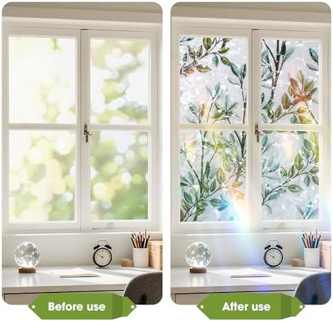 Window Privacy Film Stained Glass Window Film Decorative Static Cling Frosted Glass Cover Window Tint for Home Non-Adhesive 3D Laser UV Blocking - Image 5