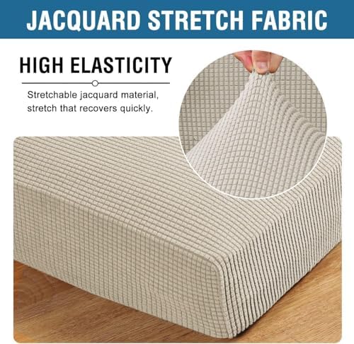H.VERSAILTEX Super Stretch Individual Chaise Cover Sectional Couch Covers for L Shaped Sofa Both Left/Right Featuring Thick Jacquard Textured Twill Fabric (1 Piece Chaise Cover Large, Island Fossi) - Image 4