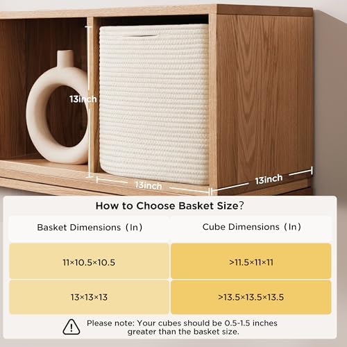joybest 13inch Cube Storage Bins, Cotton Rope Woven Organizer Basket - Image 3