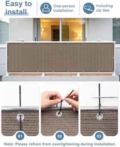 Balcony Privacy Screen Fence UV Protection, Customized 3'x42' Brown - Image 5