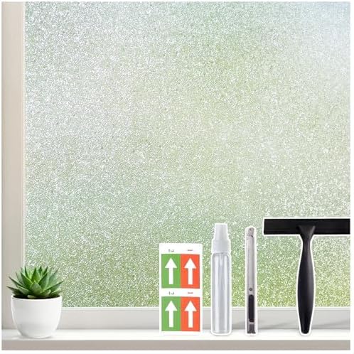 Coavas Frosted Glass Window Privacy Film, Day and Night, 35.4" x 78.7" by Coavas