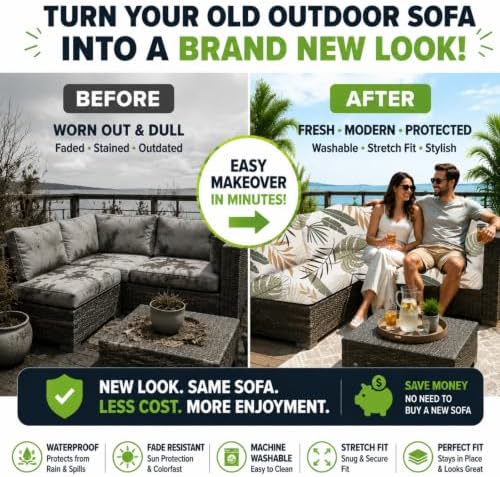 8 Pcs Outdoor Cushion Covers, Patio Sofa Cushion Covers Replacement - Image 3