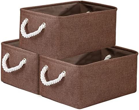 WarmHome Fabric Storage Bin Shelf Basket for Home, Closet(Brown-3 Pack, 13.8L9.8W6.7H) by TheWarmHome