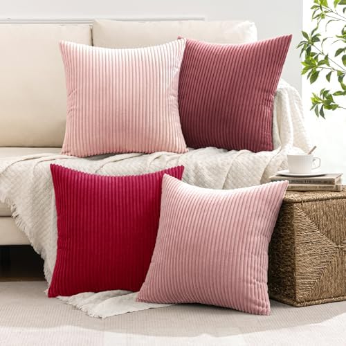 MIULEE Soft Corduroy Decorative Throw Pillow Covers Pink Series 18x18 - Image 5