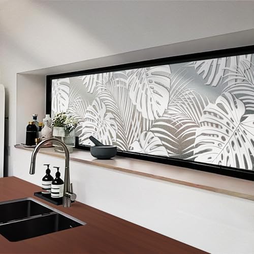 Faux 3D Tropical Monstera Leaves Frosted Privacy Window Film by ChicSkin