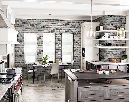 Guvana 17.3"×472.4" Brick Peel and Stick Wallpaper Brick Contact Paper | Red/Blue/Grey Self Adhesive Wallpaper 3D Brick Texture Contact Paper Vintage Removable Wall Paper for Livingroom Decor - Image 5