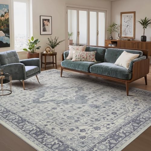 Rugxara 6x9 Washable Area Rug for Living Room,Blue Quartz by Rugxara