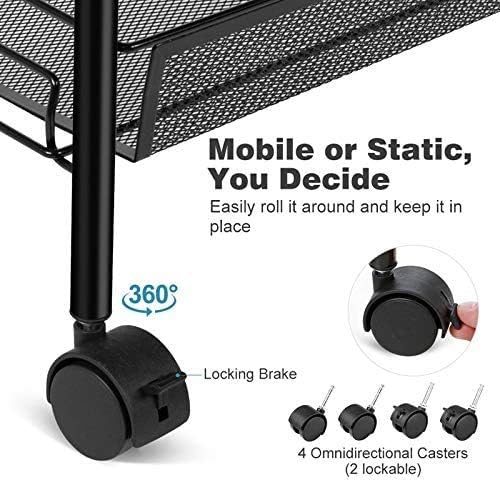 JANE EYRE 5-Tier Rolling Utility Storage Rack Cart on Wheels, Trolley Craft cart, Multi-Purpose Organizer Shelf, Black - Image 4
