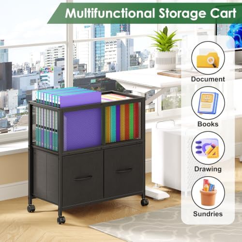 Sbanmao Rolling File Cart, File Cabinet with 2 Fabric Drawers, Black - Image 6