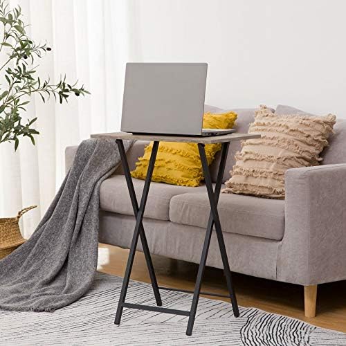 HOOBRO Folding TV Table, TV Tray, Stable Snack Table for Small Space, Portable Sofaside Desk, Easy Assembly and Storage, Ideal for Snacks and Meals in Living Room, Greige and Black BG15BZ01 - Image 5