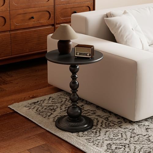 Metal Small End Table,Round Side Table for Living Room,Black,13.8" Lx20.5”H - Image 2