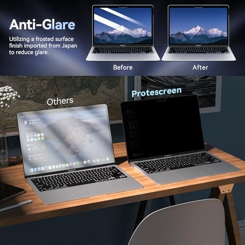 Privacy Screen MacBook Pro 13 Inch(2016-2022, M1, M2)/MacBook Air 13 in(2018-2021,M1),Easy On/Off Removable Anti Glare Blue Light Filter with Camera Cover,Anti Spy Laptop Screen Protector for Mac 13In - Image 4