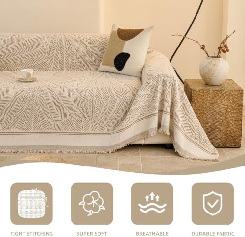 Dog Couch Cover Washable Sofa Cover, Sectional Couch Covers, Sofa Covers for 2-Cushion Sofa, Non-Slip Striped Sofa Slipcovers Furniture Protector (Khaki, 71x102) - Image 5