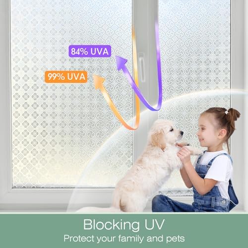 STATINT Window Privacy Film, Frosted Glassy Petals Begonia, 29.5in x 6.5ft - Image 2