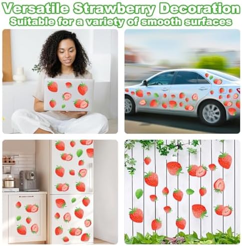 AOWDIAO 80 Pcs Strawberry Wall Decals – Peel and Stick for Bedroom, Kitchen, Bathroom & Nursery – Cute Strawberry Decor for Home & Party - Image 7