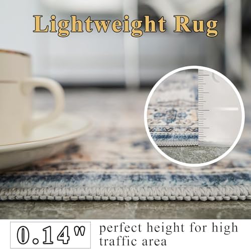 Washable Area Rugs 2x3 Entryway: Soft Ultra Thin Low Pile Mat Machine Washable Indoor Doormat Lightweight Entry Rug Anti Slip Backing Rugs for Living Room Bedroom Kitchen 2'x3' Blue - Image 6