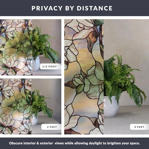 Star Magnolia Window Privacy Film by Artscape - Decorative Stained Glass Design, Static Cling, Allows Natural Light in, Fade Resistant, Long-Lasting Vinyl, Made in USA - 24 x 36 Inch - Image 4