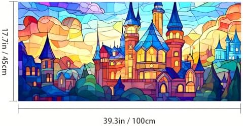 HOMETITUTE Rainbow Castle Stained Glass Window Cling 39.3x17.7 Inch PVC - Image 3