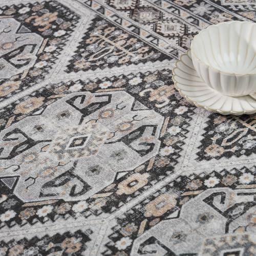 Ksrau 2x5 Runner Rug Washable Vintage: Non Slip Long Kitchen Runners Black - Image 5