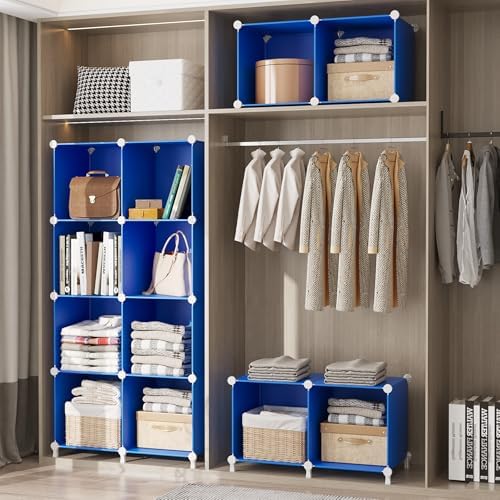 AWTATOS Cube Storage Organizer, 8 Cube Closet Organizers Stackable, Blue - Image 4