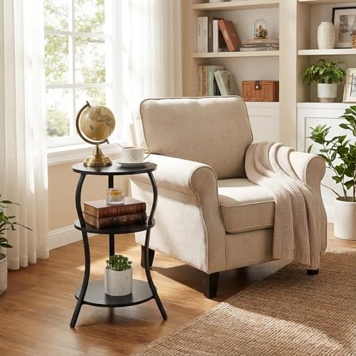 YEAKOO Small Round Side Table,3-Tier Slim Waist End Table for Small Spaces - Image 6
