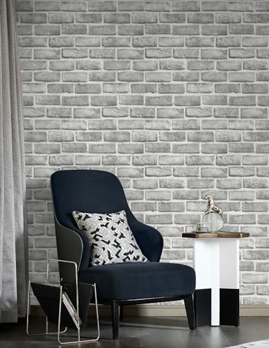 Guvana 17.3" x 394" Grey Brick Wallpaper Peel and Stick 3D Brick Contact Paper Self Adhesive Wallpaper for Bedroom Modern Removable Vinyl Film Decor Backsplash Walls - Image 6