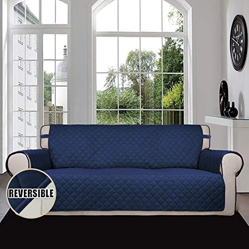 Easy-Going Reversible Couch Cover, 3 Cushion Sofa, Large, Navy/Ivory - Image 2