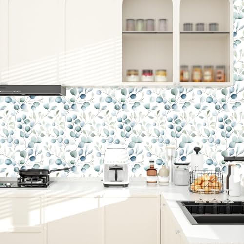 Danodoi Blue Green Vintage Leaf Peel and Stick Wallpaper 17.5" x 118" | Waterproof Vinyl Self Adhesive Removable Renter Friendly Floral Contact Paper - Image 2