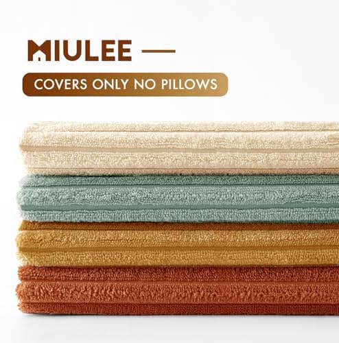 MIULEE Soft Corduroy Decorative Throw Pillow Covers Teal-Rust 18x18 - Image 7