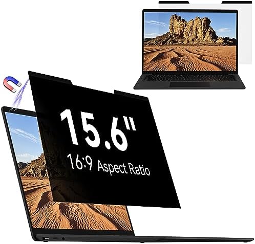 Mamol Magnetic Laptop Privacy Screen 15.6 inch ,16:9 Aspect Removable Anti Glare Protector Blue Light Privacy Screen Filter,Filter Shield Compatible with HP/Dell/Acer/Asus/Samsung/Lenovo/Thinkpad Envy by Mamol