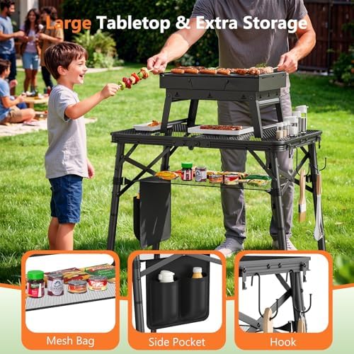 Raynesys Portable Folding Grill Table for Outside for Picnic, Camping - Image 3