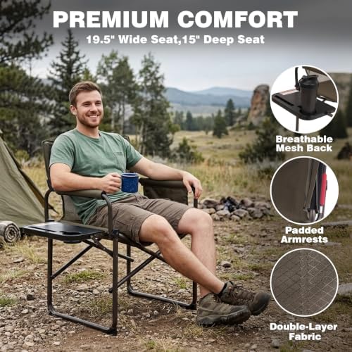 SUNNYFEEL Camping Director Chair with Side Table - Image 6