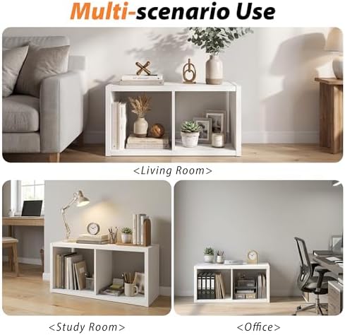 WannabeMyself【2026 Wooden Thick Frame 】 2 Cube Storage Organizer with Anti-Tipping Kits, Reversible Open Back Book Shelf,Bookcase for Living Room,Bedroom,Entrance Hall,Office,11.6×24.7×13.1,White - Image 6