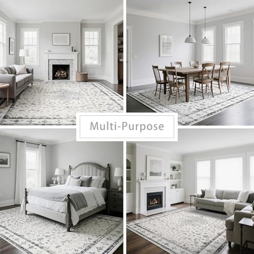 8x10 Washable Area Rugs for Living Room,Bedroom,Dining Room - Neutral Grey - Image 5