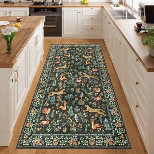 DUKINO 3x6 Kitchen Runner Rug, Washable Animal Rug for Hallway, Black - Image 6