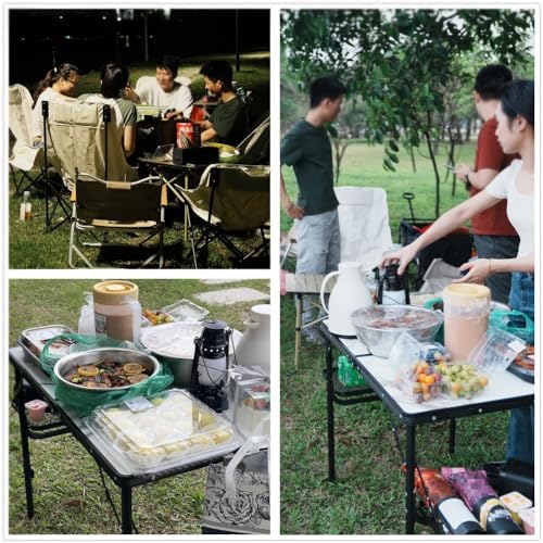 Titanker Folding Camping Table 3ft, Folding Picnic Table, Large Camp Table Portable with Extra Side Racks & Storage Net, Outdoor Patio Table, RV/Car Camping Essentials, Aluminum Light & Solid - Image 4