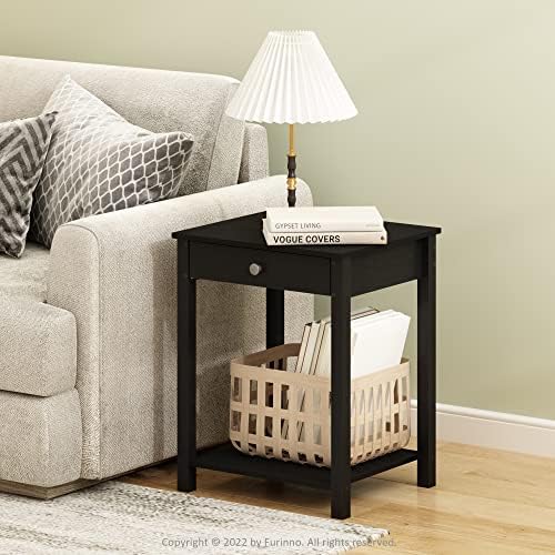 Furinno Classic Side Table with Drawer, 1 Pack, Americano - Image 2