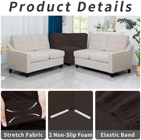 Easy-Going Stretch Soft Sectional Corner Sofa Couch Slipcover Chocolate - Image 4