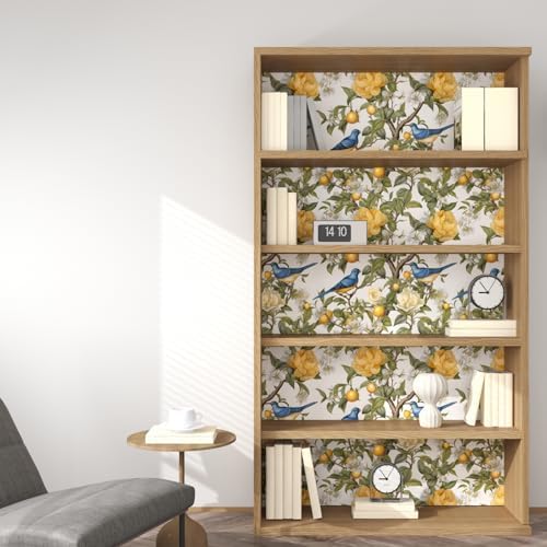 Danodoi Yellow Vintage Lemon Bird Peel and Stick Wallpaper 17.5" x 393" | Waterproof Vinyl Self Adhesive Removable Renter Friendly Floral Contact Paper - Image 5