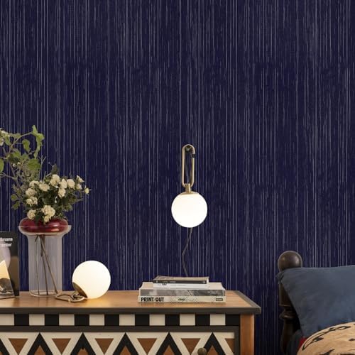 Navy Blue Grasscloth Peel and Stick Wallpaper Texture Contact Paper A Set of 15.7" X 480" Self-Adhesive Linen Removable Wallpaper Cabinets Counter Top Liners - Image 4