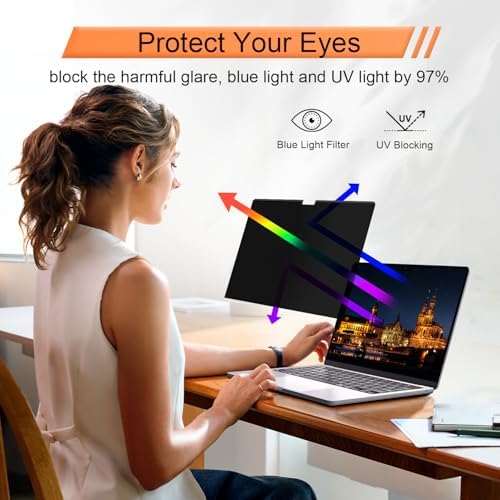 Mamol Privacy Screen for MacBook Air 15 Inch 2023-2026 (M2 M3 M4 M5), Magnetic Removable Anti Glare Blue Light Filter Protector - Image 6
