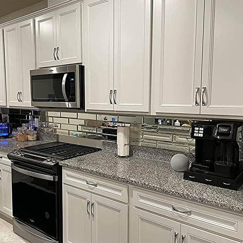 Beveled Mirror Tile, 3x12 Inch Mirror Subway Tiles for Kitchen Backsplash Bathroom Shower Wall 24 Pcs, 6 SQ.FT - Image 2