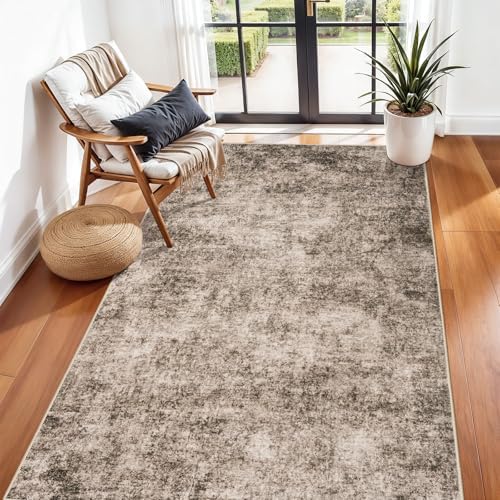 3x5 Living Room Area Rug - Modern Abstract Washable Bedroom Rugs with Non Slip Rubber Backing Indoor Low Pile Carpet for Office Nursery Soft Ultra Thin Home Decor Floor Mat for Bathroom 3x5 Brown - Image 2